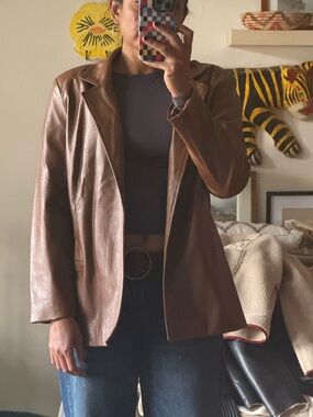 VRG GRL perfect brown vegan leather jacket